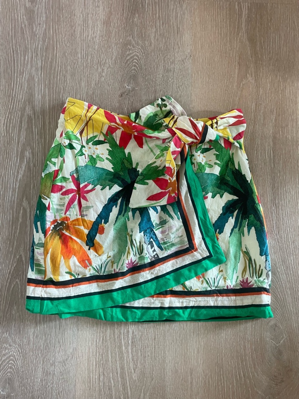 ANTONIO MELANI Tropical Floral Mini Skirt - Green, Yellow & Red